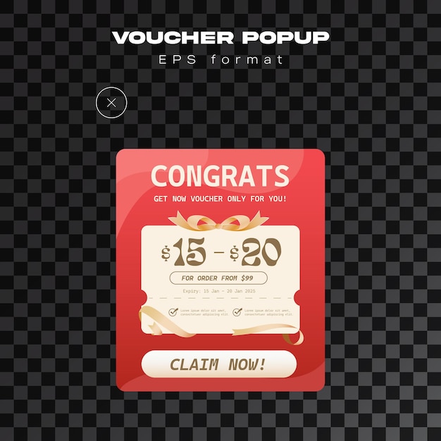Gutschein-Verkäufe-Benachrichtigung Popup-Design für Website und App