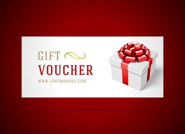 Gutscheinvorlage mit Geschenkbox und Schleife