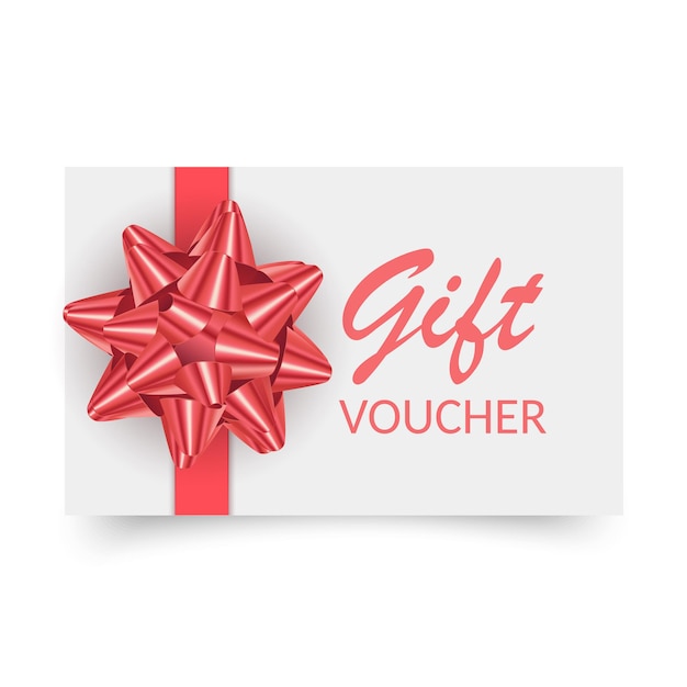 Gutscheinvorlage mit roten Schleifenbändern Design verwendbar für Geschenkgutscheine oder Zertifikate