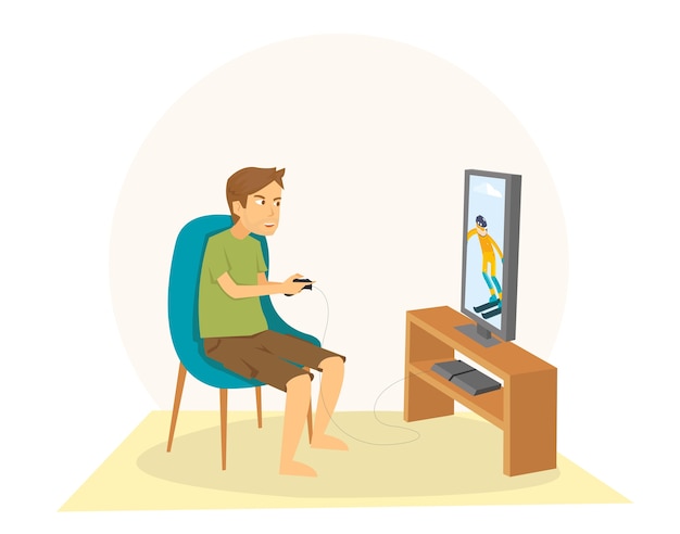 Guy sitting und spiele spielen