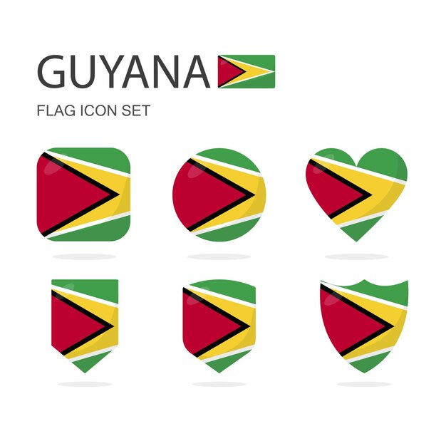 Vektor guyana 3d-flagge-ikonen von 6 formen, alle isoliert auf weißem hintergrund