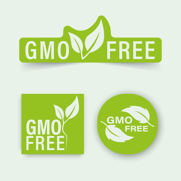 GVO-freie Symbole. Gesundes Lebensmittelkonzept, Bio-Kosmetik, NonGMO-Etiketten