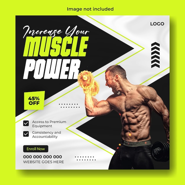 Gym-Anzeigen Social-Media-Post-Vorlage-Design