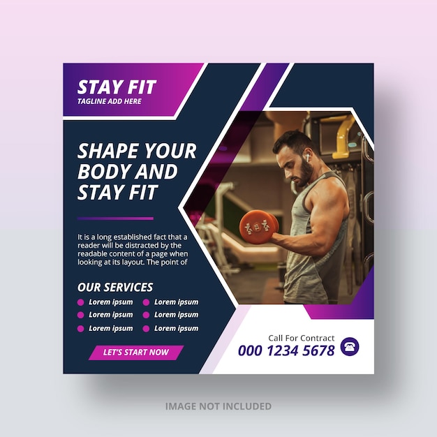 Gym club instagram social-media-post und web-banner-design