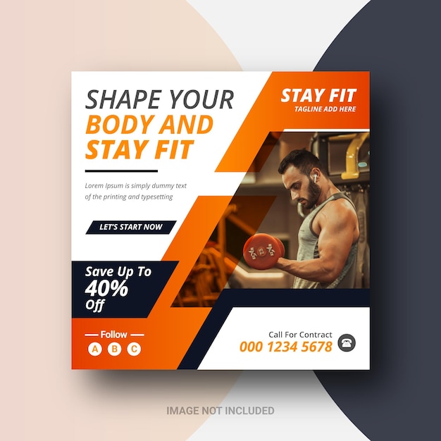 Gym Club Instagram Social-Media-Post und Web-Banner-Design