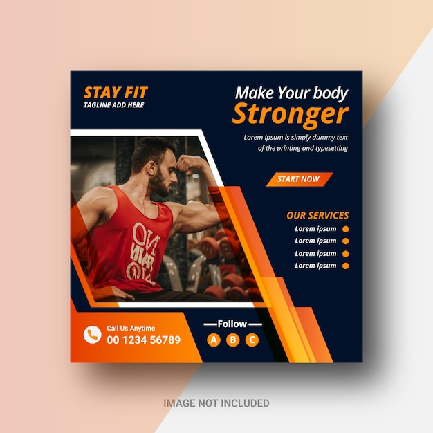 Gym club instagram social-media-post und web-banner-design