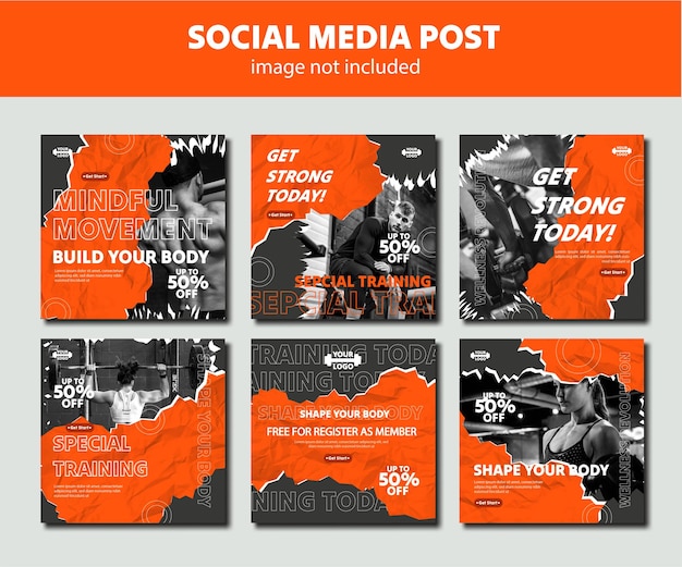 Gym fitness social media post social media post-vorlage editable post-layout-vorlage