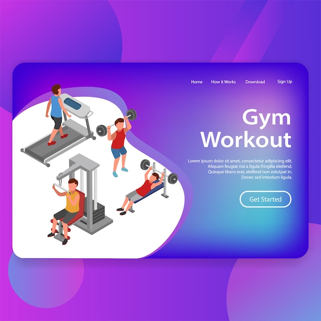 Gym training fitness training illustration landing page