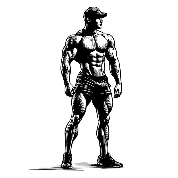 Gymnastiker Handgezeichneter Gravierungsstift und Tinte Vektor-Illustration