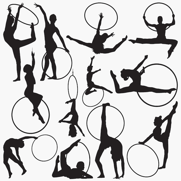 Gymnastische rhythmische Reifen-Silhouetten