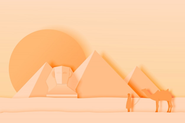 Ägypten-Landschaft mit Pyramide in der Papierkunst