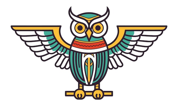 Ägyptische Eule mit dekorativen Elementen, Vektorgrafik