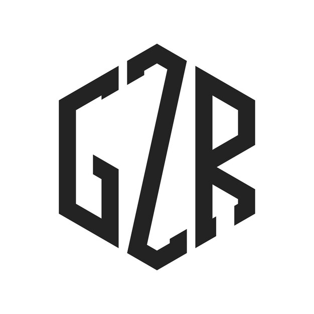 GZR-Logo-Design Anfangsbuchstaben GZR Monogramm-Logo in sechseckiger Form