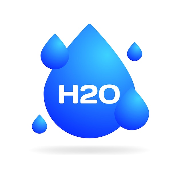 H2o-symbol flachblau-wasser-symbole mit der inschrift h20-zeichen vektor-symbool