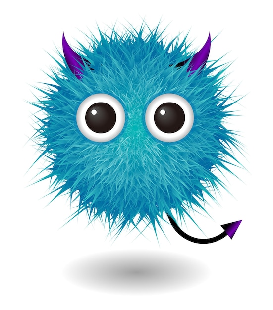 Haariges Monster mit blauem, flauschigem Haar