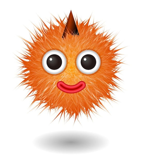 Haariges Monster mit orangefarbenem, flauschigem Haar