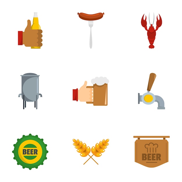 Haben Sie einen Snack-Icon-Set, flachen Stil