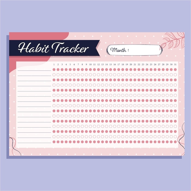 Habit Tracker Tägliches Vorlagengewohnheitstagebuch für einen Monat Vektorillustration