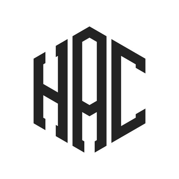 HAC-Logo-Design Anfangsbuchstaben HAC-Monogramm-Logo in sechseckiger Form