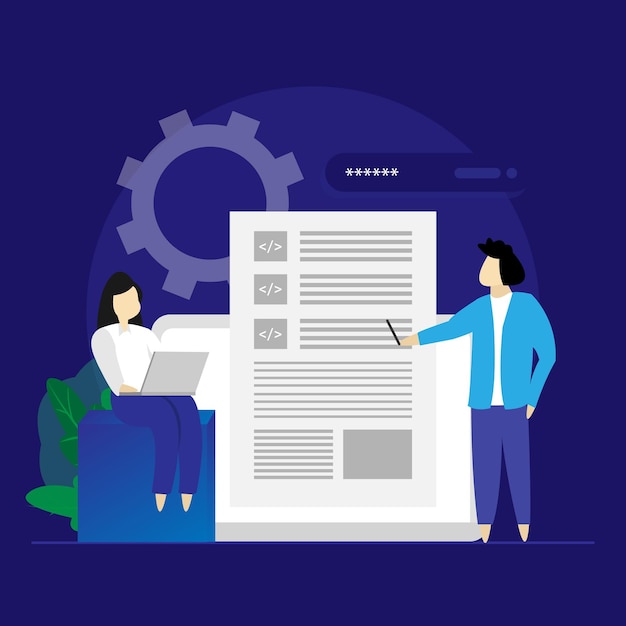 Hackathon Technology Infographic Illustration, Team, das an Programmierung und Web zusammenarbeitet