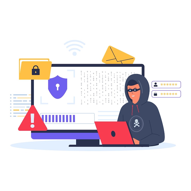 Vektor hacker-angriffs-illustrationskonzept