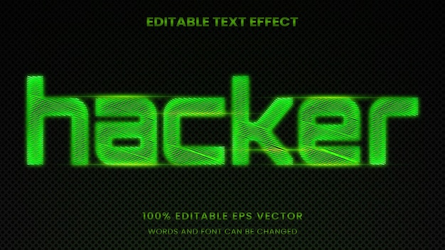 Vektor hacker-cyber-digital-neonlicht 3d-bearbeitbarer text-effekt-stil
