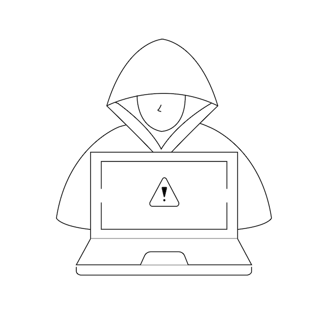 Hacker Cyberkrimineller mit Laptop, der persönliche Daten von Benutzern stiehlt Hackerangriff und Websicherheit