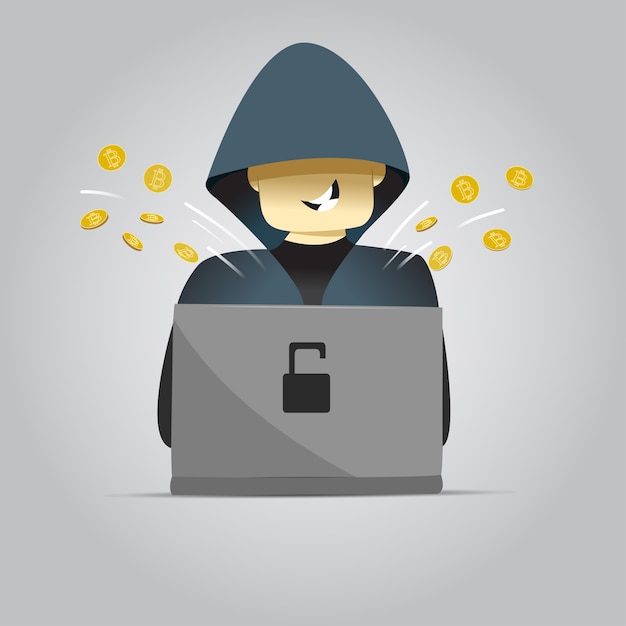 Hacker, der PC-Illustration verwendet