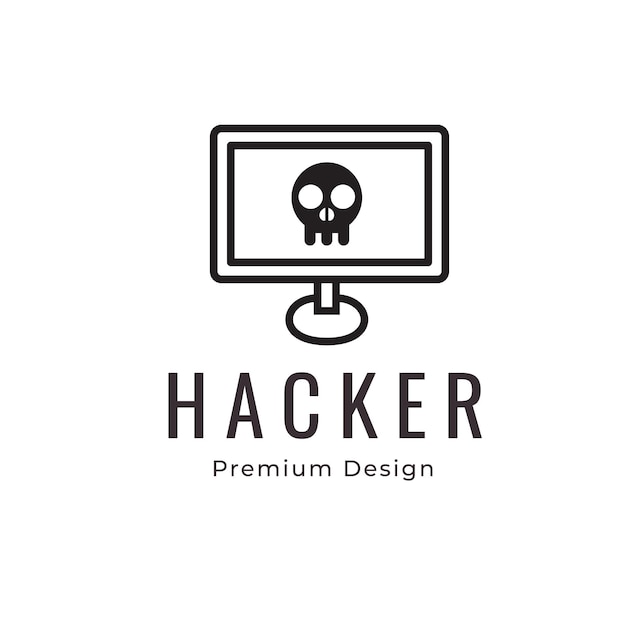 Hacker-linie logo-design vektorgrafik-illustration