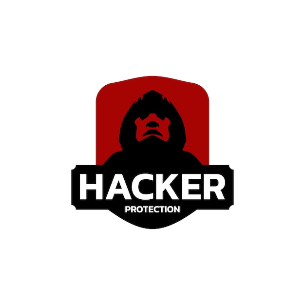 Vektor hacker-logo mysteriöse mannillustration