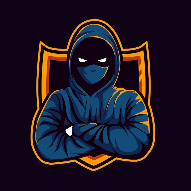 Vektor hacker-maskottchen-illustration für sport- und esport-logo