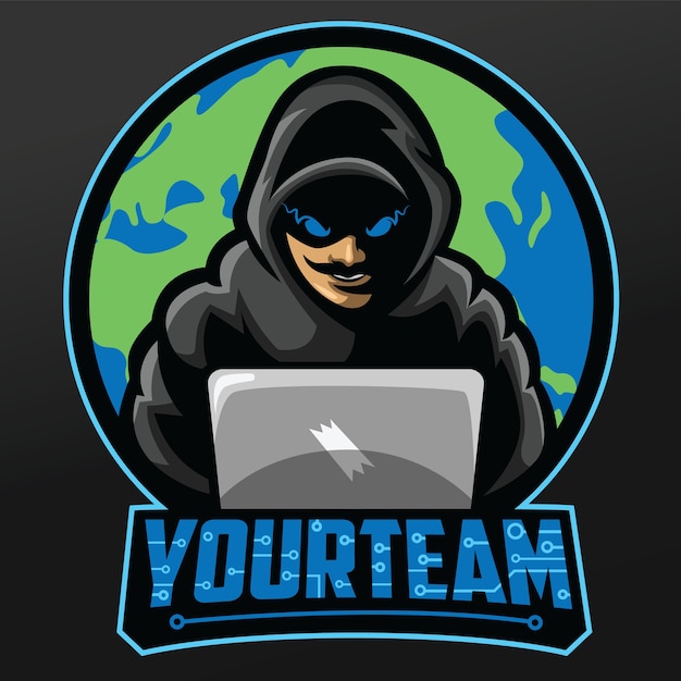 Hacker maskottchen sport illustration design