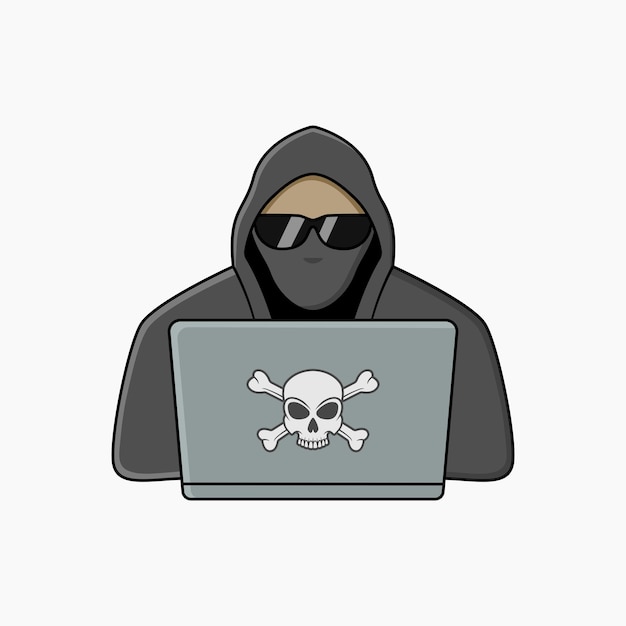 Hacker mit überdachtem Gesichtsvektordesign