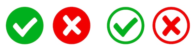 Häkchen und x-markierungssymbol.