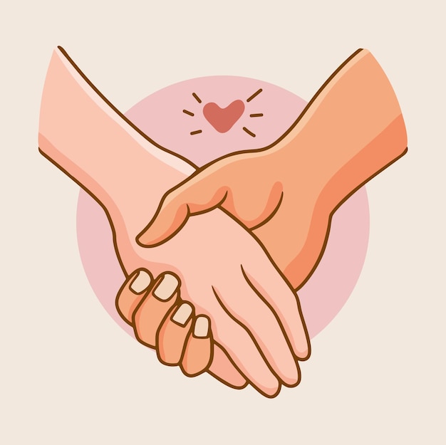 Händchen zusammenhaltende Umrisse-Ikonen Symbol für Einheit, Unterstützung und Freundschaft