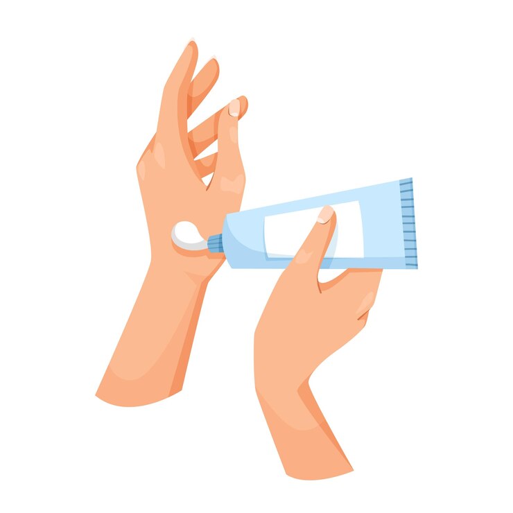 Vektor hände, die creme auf den arm auftragen illustration vektor-illustration