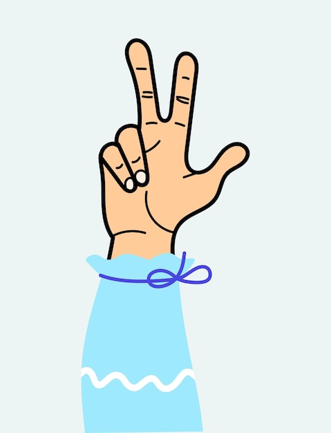 Hände mit zwei-finger-geste zur verwendung auf textilien, verpackungspapier, souvenirs, druckplakaten