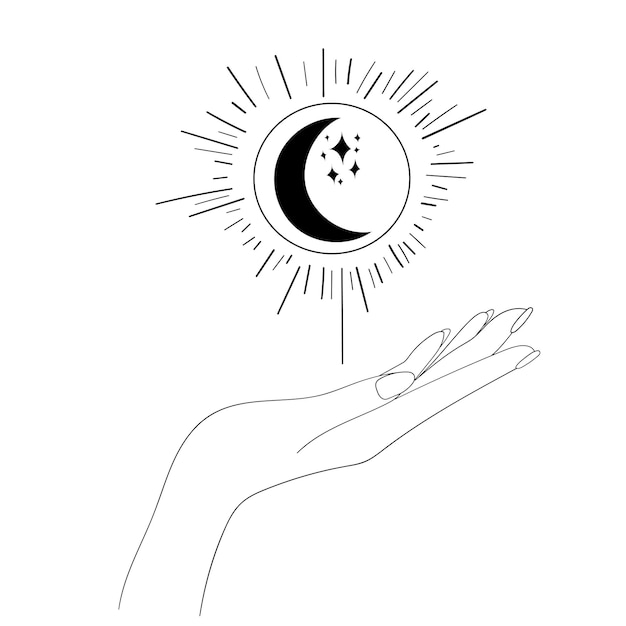 Hände Mond und Sonne