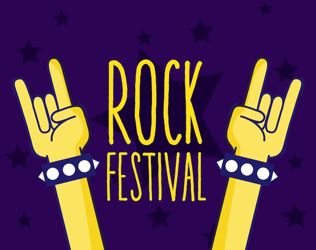 Hände rock festival zeichen cartooon
