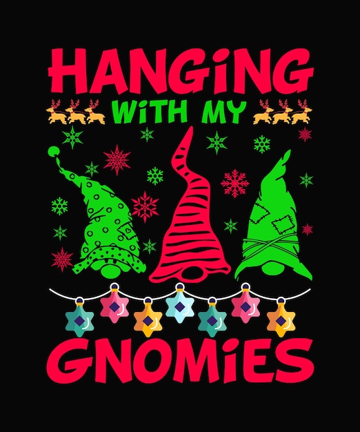 Vektor hängen mit meinem gnomies-weihnachtst-shirt entwurf