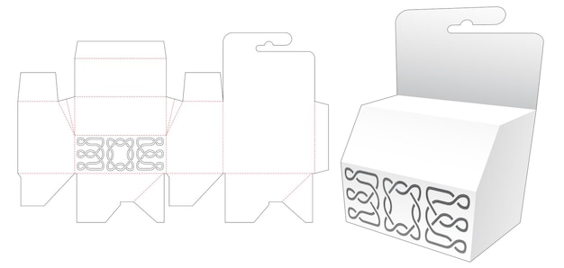 Hängende abgeschrägte schachtel mit schablonenmuster-stanzschablone