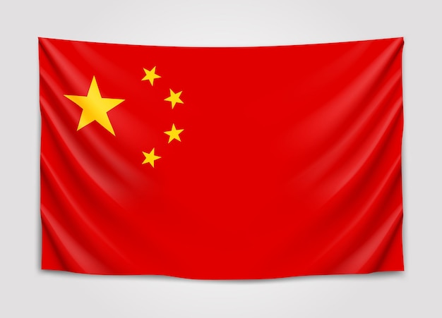 Hängende Flagge von China. Volksrepublik China. Nationalflagge