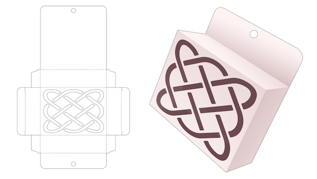 Hängende schachtel mit gestanzter schablone mit gebogener linie