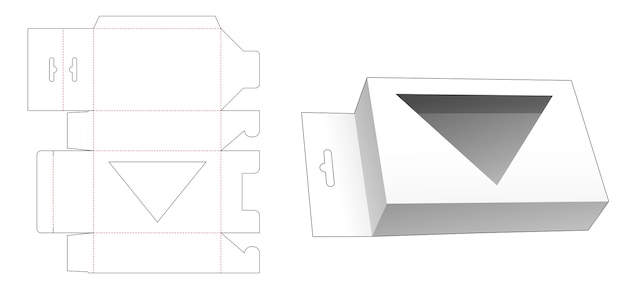 Hängende Verpackungsbox mit dreieckiger Fensterstempelschablone