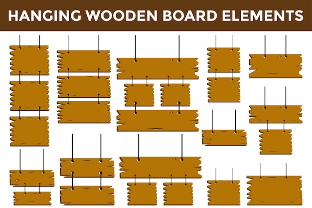 Vektor hängendes holzschild-elementdesign