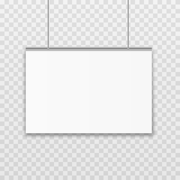 Hängendes Plakat Vektor Mockup PNG Plakat für die Werbung leere Vorlage Weißes leeres Plakat png