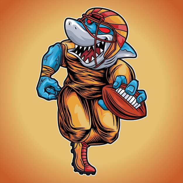 Hai-Maskottchen American Football Illustration