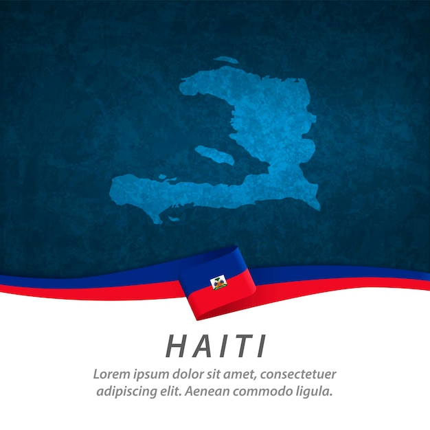 Haiti flagge mit zentraler karte