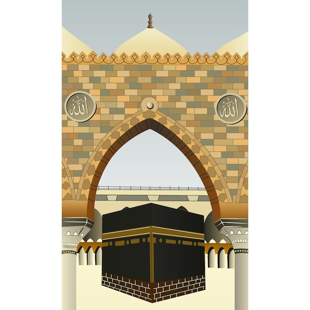 Hajj mabrour islamisches banner-vorlagendesign mit kaaba-illustration