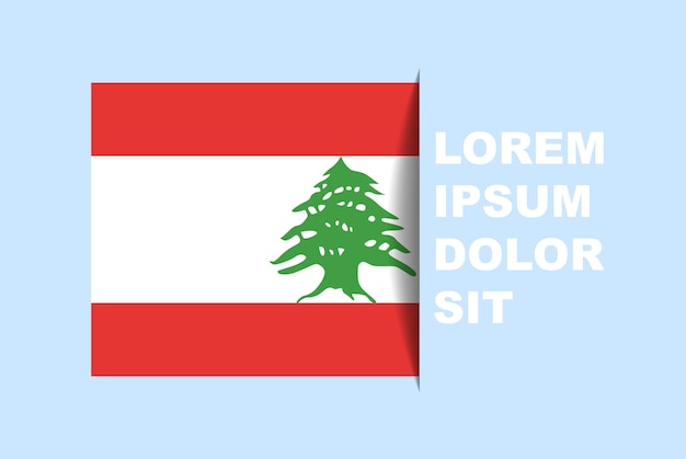 Halber libanon-flaggenvektor mit kopierraum, landesflagge mit schattenstil, horizontaler schiebeeffekt